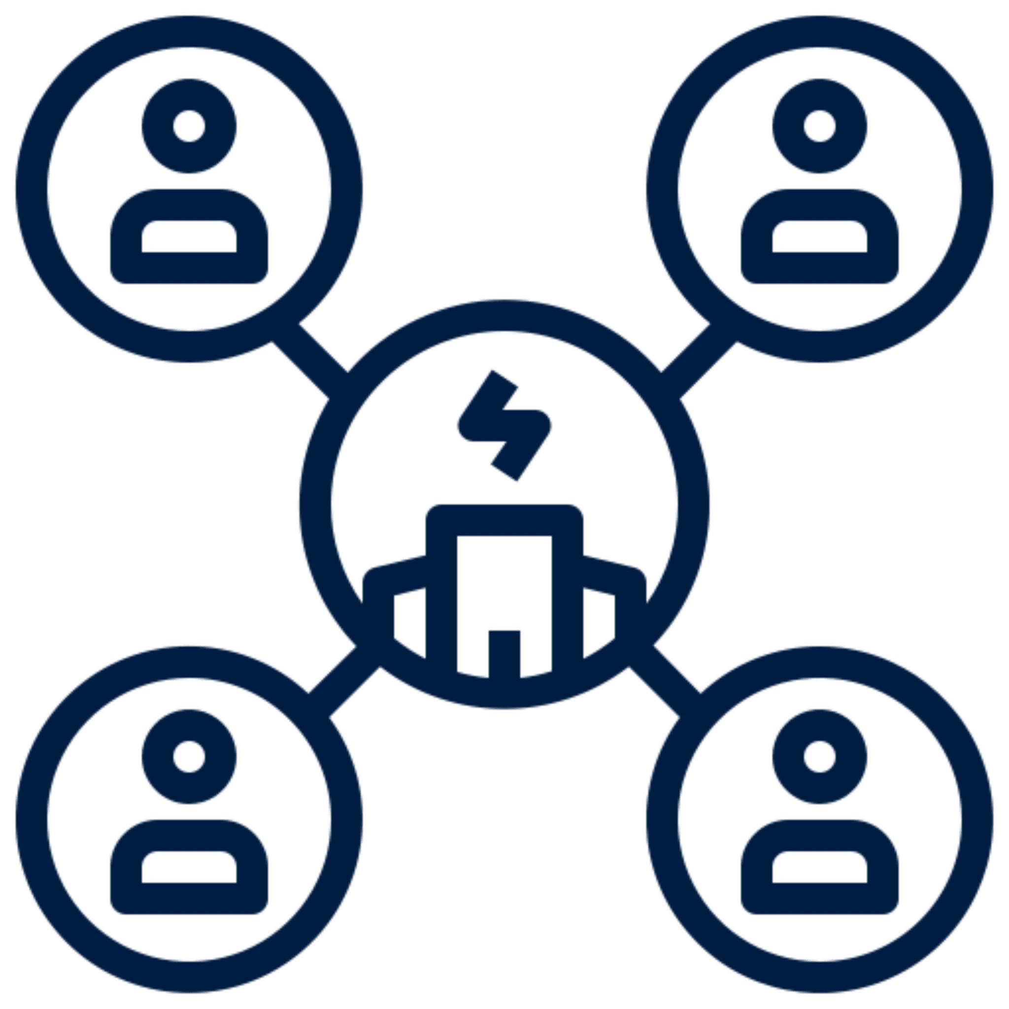 Network diagram with four connected user icons.